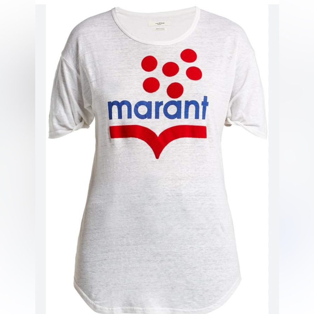 Isabel Marant White Tee with Red and Blue Logo